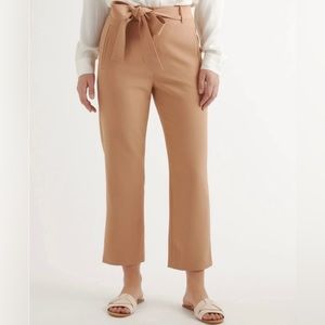 NWT Quince Stretch Crepe Paperbag Belted Straight Leg Pants